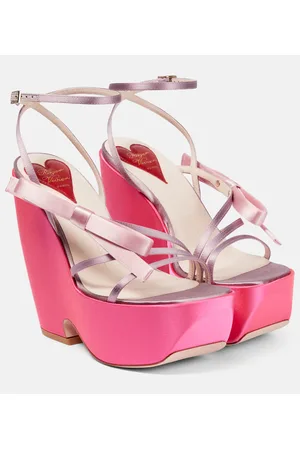 Roger Vivier Choc Bow satin wedge sandals