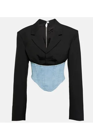 DION LEE Wool and denim bustier blazer