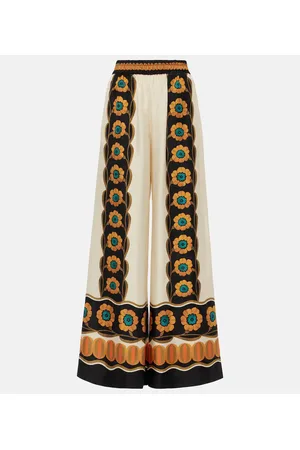 La DoubleJ Printed silk twill palazzo pants