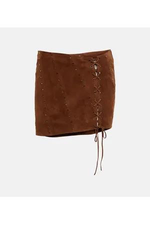 Alessandra Rich Crystal-embellished suede miniskirt