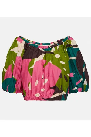 Velvet Britney printed cotton and silk top