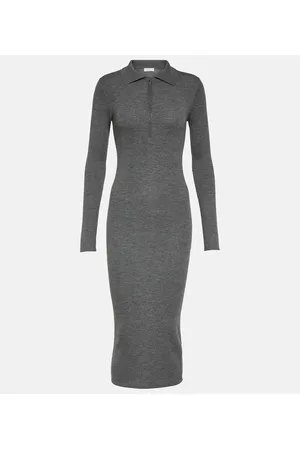 Brunello Cucinelli Ribbed-knit virgin wool and cashmere midi dress
