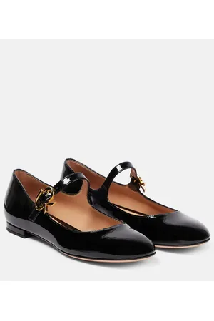 Gianvito Rossi Mary Ribbon patent leather ballet flats