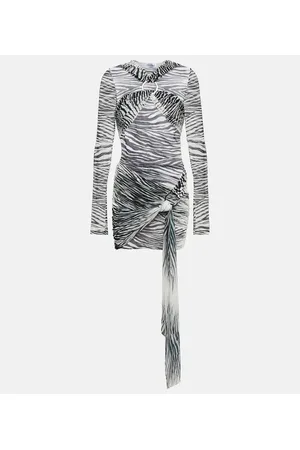 The Attico Fran zebra-print tulle minidress