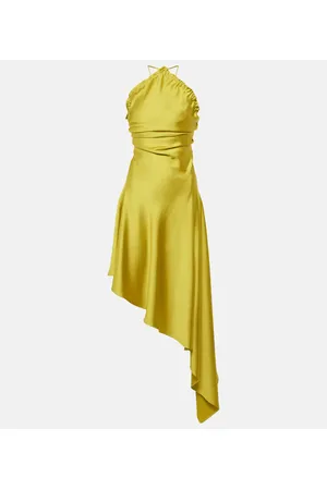 The Attico Feather-trimmed satin gown