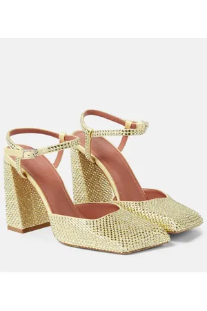 Amina Muaddi Charlotte 95 crystal-embellished satin pumps