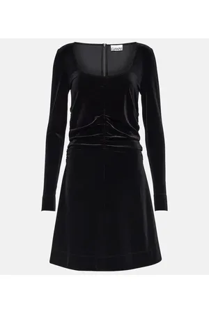 Ganni Ruched velvet minidress