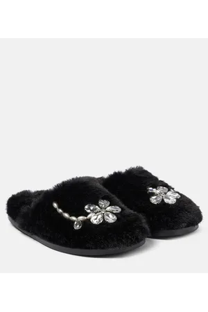Simone Rocha Embellished faux shearling slippers