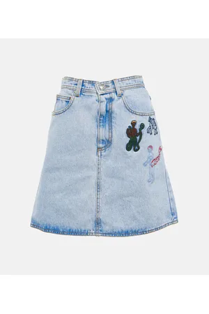 Marni Embroidered high-rise denim miniskirt