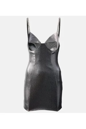 AREA Embellished coated minidress