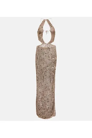 AYA MUSE Morel cutout sequined maxi dress