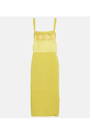 Maison Margiela Lace-trimmed silk-blend midi dress