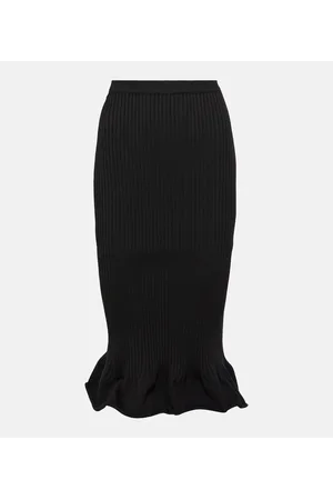 Khaite Sapphi ribbed-knit wool-blend midi skirt