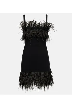 Staud Etta feather-trimmed knit minidress