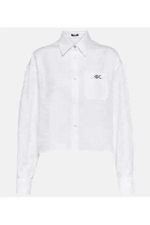 VERSACE Barocco jacquard cropped cotton shirt