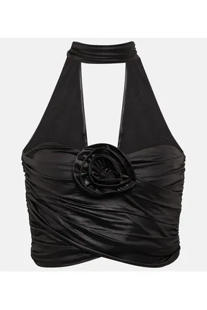 ROTATE Floral-appliquÃ© strapless crop top