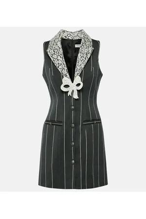 Alessandra Rich Pinstripe wool-blend minidress