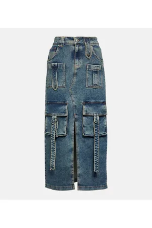 BLUMARINE Denim midi skirt