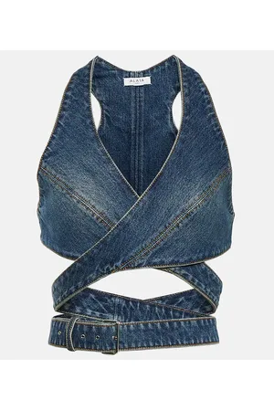Alaïa AlaÃ¯a Wrap-around denim bralette
