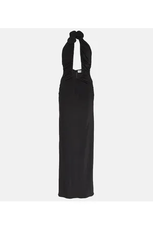 MAGDA BUTRYM Floral-appliquÃ© ruched jersey gown
