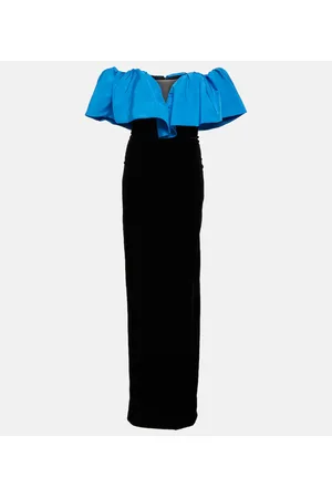 MONIQUE LHUILLIER Ruffle-trimmed taffeta gown