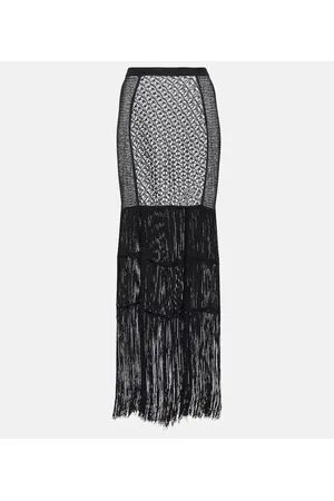Khaite Crochet-knit fringe-trimmed maxi skirt