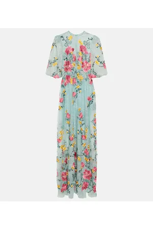 Costarellos Liana embroidered Chantilly lace gown