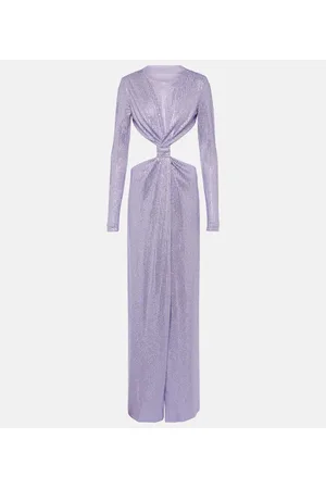 AREA Crystal-embellished cutout jersey gown