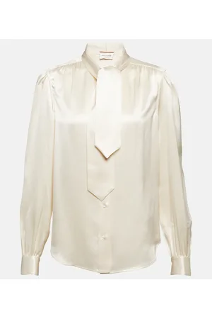 Saint Laurent Tie-neck silk satin blouse