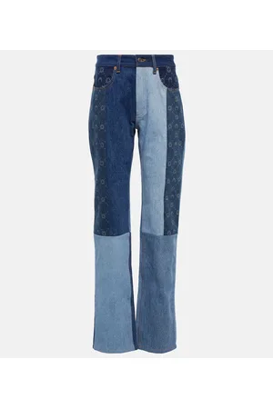 Marine Serre Moonogram patchwork straight jeans