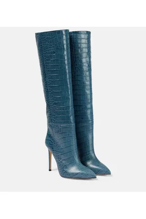 PARIS TEXAS Croc-effect leather knee-high boots