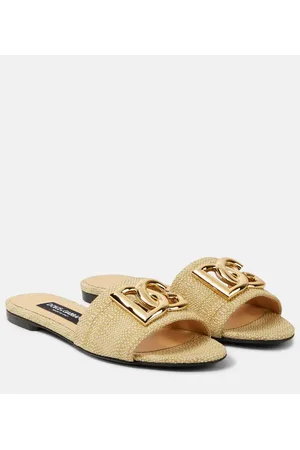 Dolce & Gabbana Logo raffia slides