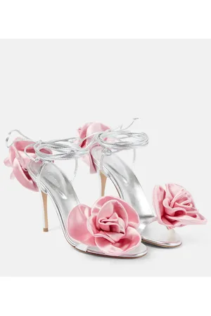 MAGDA BUTRYM Floral-appliquÃ© leather sandals
