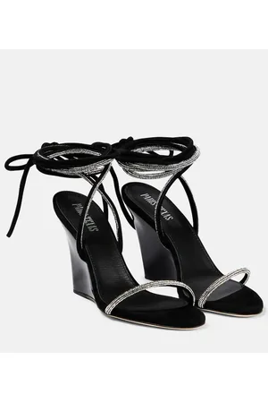 PARIS TEXAS Willow embellished suede wedge sandals