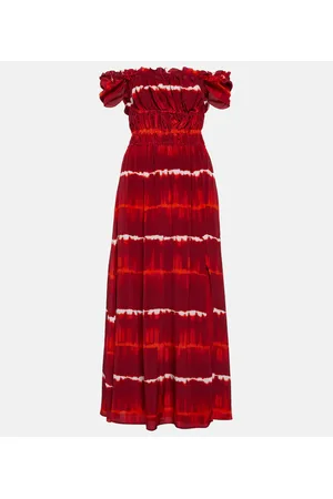 Altuzarra Printed off-shoulder silk midi dress