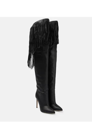 PARIS TEXAS Fringed leather over-the-knee boots