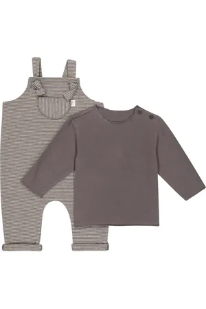 Il gufo Cotton-blend top and dungarees set