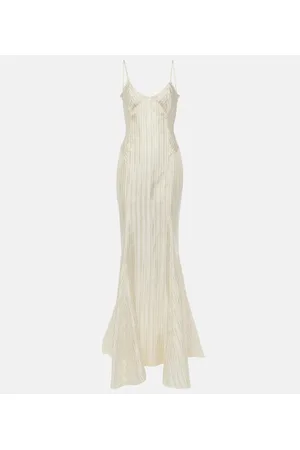 The Attico Striped satin slip dress