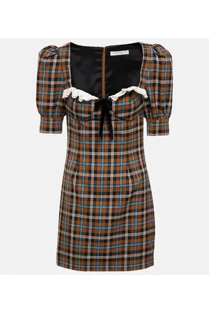 Alessandra Rich Checked wool minidress