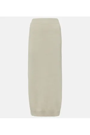 Brunello Cucinelli Ribbed-knit cotton midi skirt