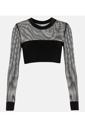 Norma Kamali Mesh and jersey crop top