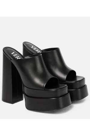 VERSACE Leather platform sandals