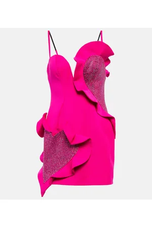 AREA Embellished wool crÃªpe minidress