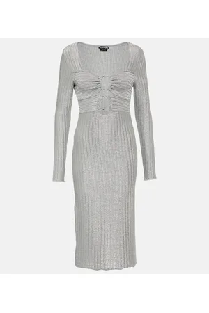 Tom Ford Metallic cotton and wool midi dress