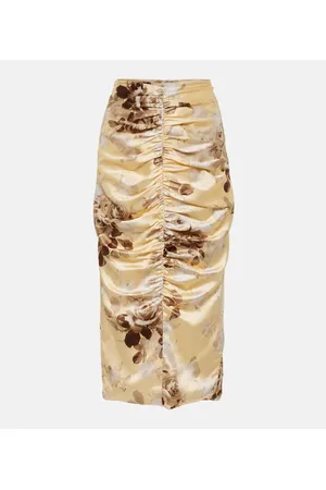 Alessandra Rich Printed silk-blend satin midi skirt