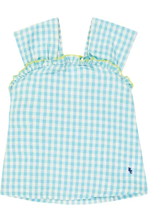 Bobo Choses Gingham cotton and linen top