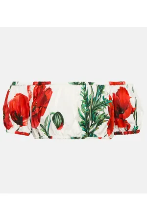 Dolce & Gabbana Printed cotton poplin crop top