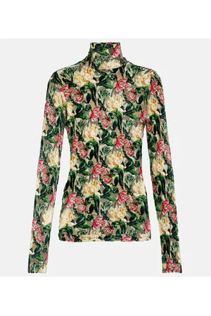 Paco rabanne Floral crepe turtleneck top