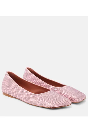 Amina Muaddi Ane embellished satin ballet flats