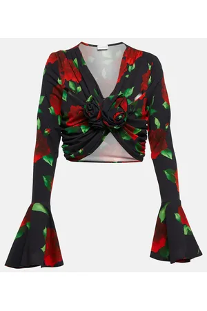 MAGDA BUTRYM Floral ruched crop top